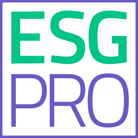 Logo with the text "ESG PRO" in bold letters; "ESG" is green and on the top row, while "PRO" is purple and on the bottom row, all within a thin purple border—designed to reflect the ESG Pro partnership with Ringstone Funding.