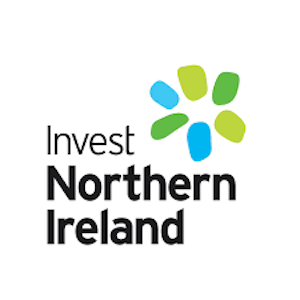 HOME PAGE 19 Logo for Invest Northern Ireland featuring the organization's name in black text beside a green and blue abstract flower-like graphic on a white background.